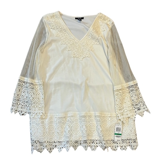 NWT boho flare sleeve mini dress size large cream vanilla Alfani - Picture 1 of 4